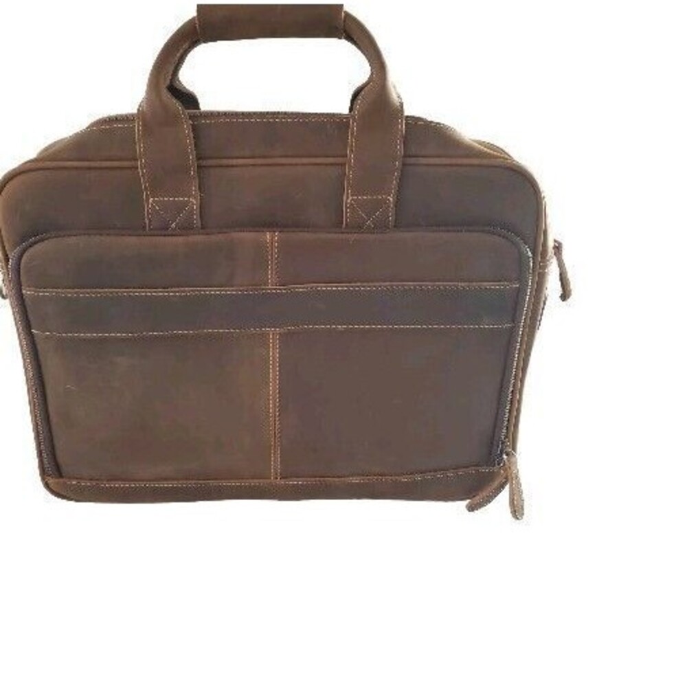 Luxorro Full-Grain Leather Laptop Bag Briefcase  for Men, 15.6-inch, Dark Brown